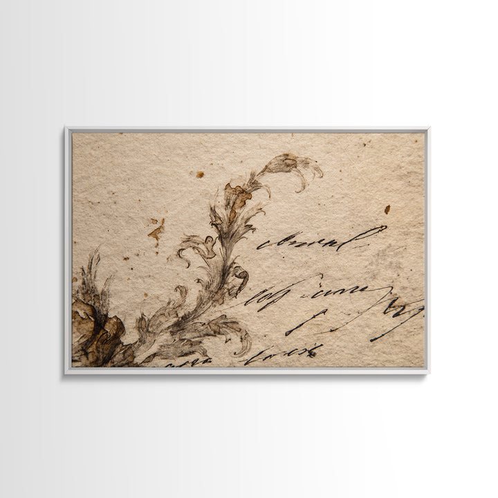Single Elegant Flourish Shaped Like a Flower Canvas Print, Calligraphy Art, Watercolor Art, Living Room Decor, Script, CAL-3x2-57