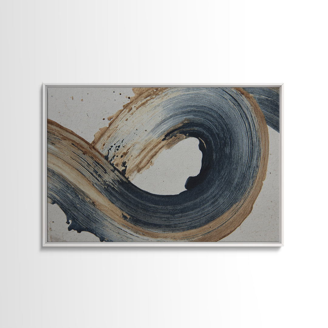 Layered Copper Ink Strokes on Dark Navy Canvas Print, Calligraphy Art, Living Room Wall Art, Living Room Decor, Script, CAL-3x2-58