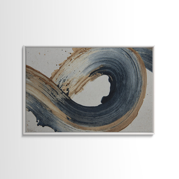 Layered Copper Ink Strokes on Dark Navy Canvas Print, Calligraphy Art, Living Room Wall Art, Living Room Decor, Script, CAL-3x2-58