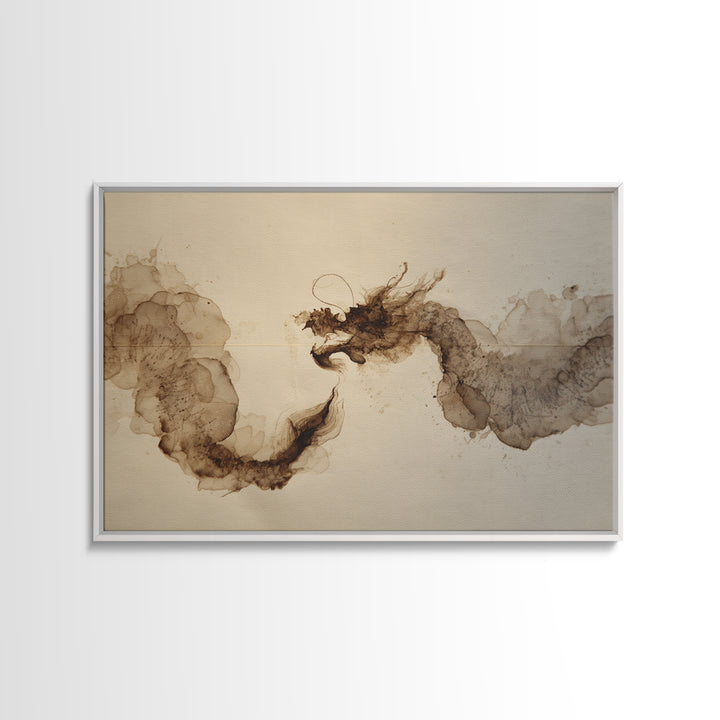 Ink Wash Dragon Curve Canvas Print, Calligraphy Art, Modern Art, Living Room Decor, Fine Art, Script, Fine Art Print, CAL-3x2-61