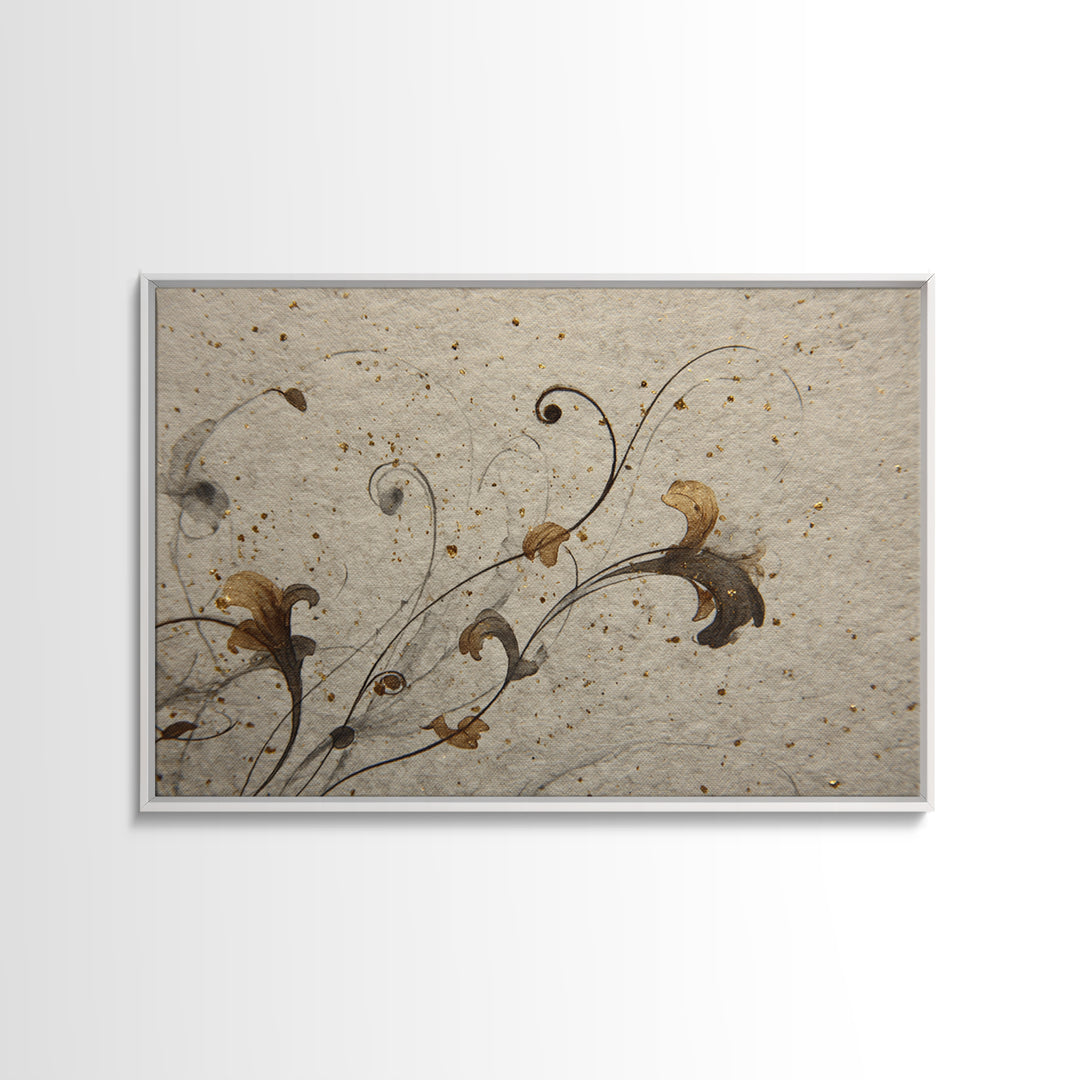 Floral Vine Created from Graceful Script Like Canvas Print, Calligraphy Art, Digital Print, Living Room Decor, Script, CAL-3x2-63