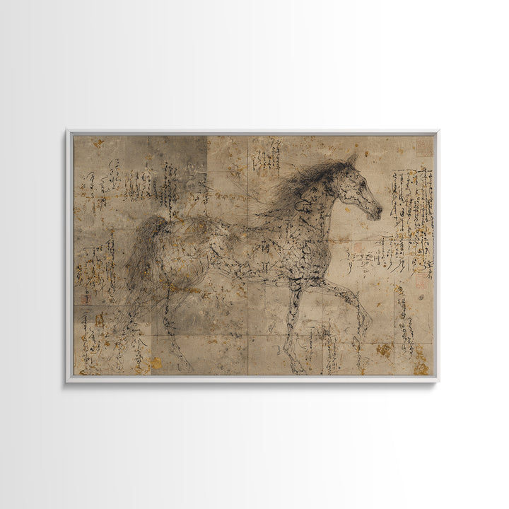 Calligraphic Horse Silhouette Made from One Line Canvas Print, Calligraphy Art, Wall Art Printable, Living Room Decor, Script, CAL-3x2-69
