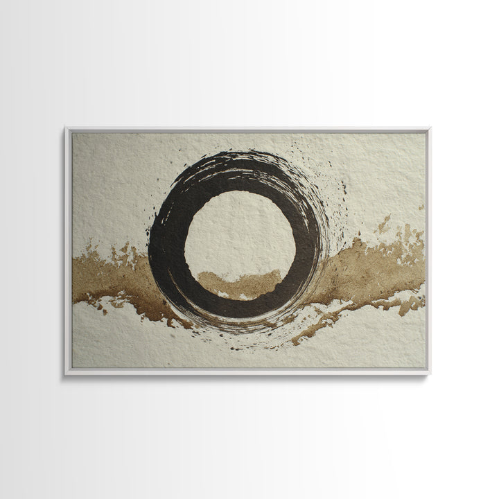 Japanese Brush Mark Circle Framed Canvas Print, Calligraphy Art, Printable Art, Living Room Decor, Script, Scripture Art, CAL-3x2-8