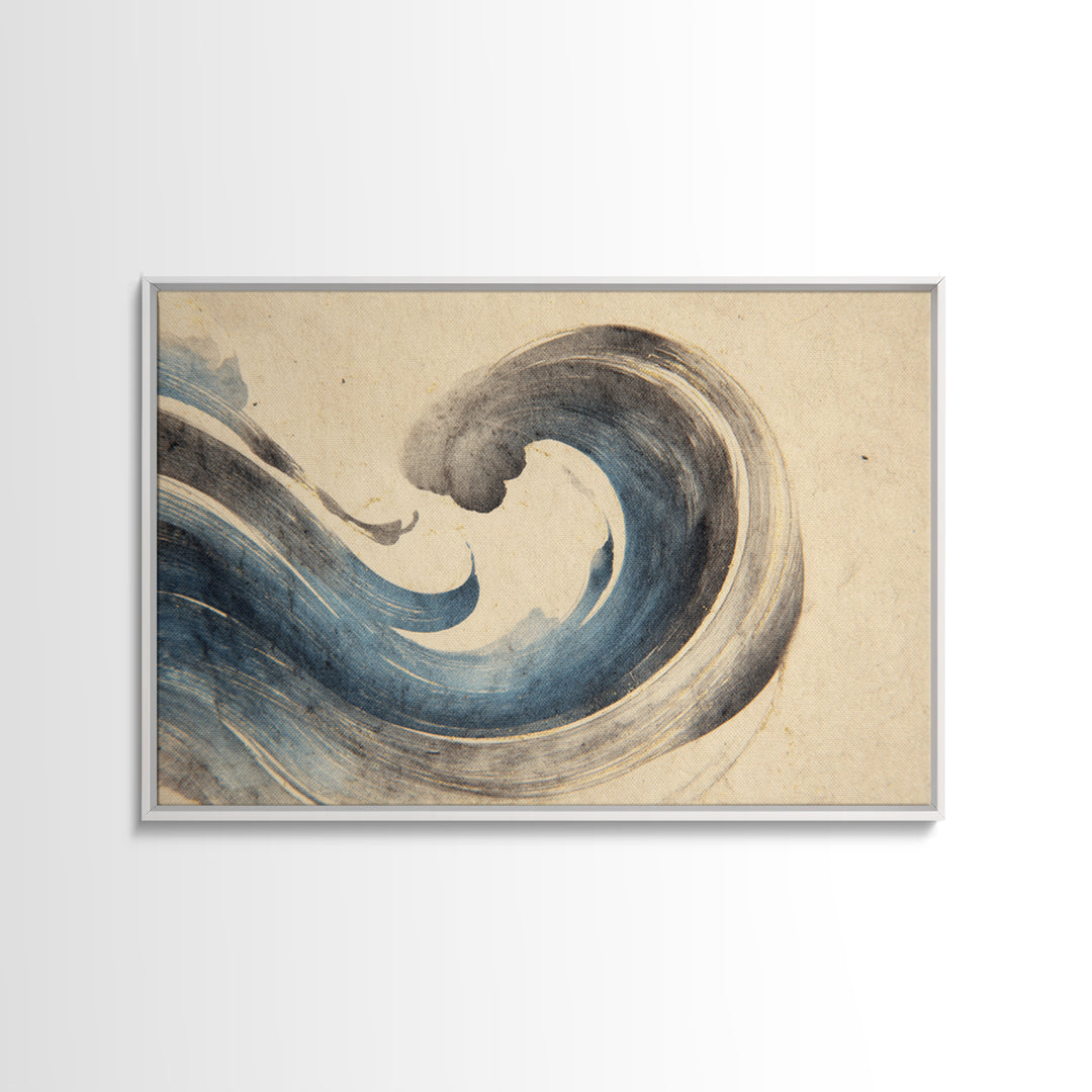 Modern Calligraphy Wave Framed Canvas Print, Calligraphy Art, Bedroom Wall Decor, Living Room Decor, Fine Art, Script, CAL-3x2-86