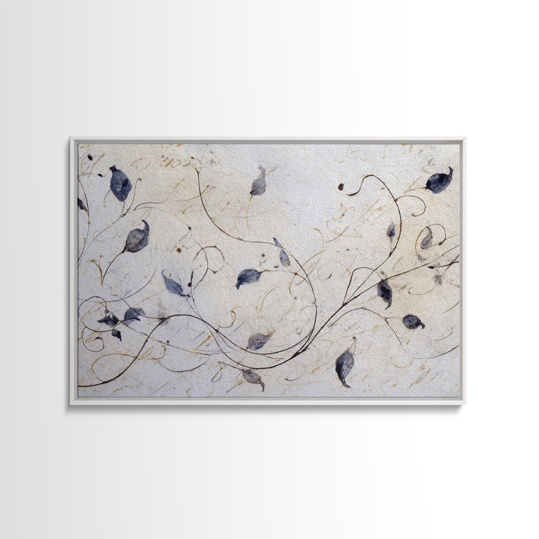 Floral Vine Created from Graceful Script Like Framed Canvas Print, Calligraphy Art, Fine Art Print, Living Room Decor, Script, CAL-3x2-87