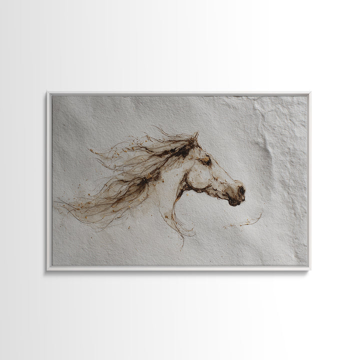 Calligraphic Horse Silhouette Made from One Line Canvas Print, Calligraphy Art, Quote Wall Art, Living Room Decor, Script, CAL-3x2-93
