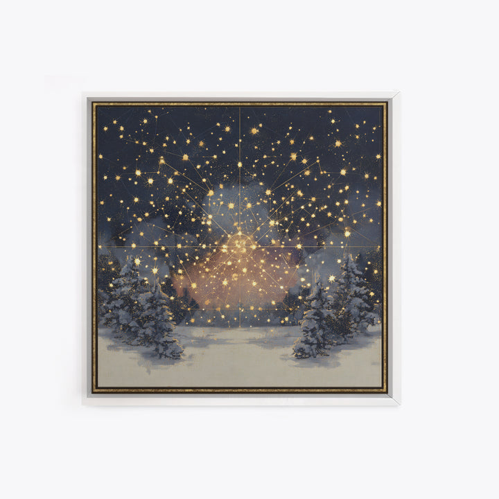 Aurora Borealis over Snowy Pines Canvas Print, Celestial Art, Celestial Decor, Living Room Decor, Fine Art, Celestial, CEL-1x1-17