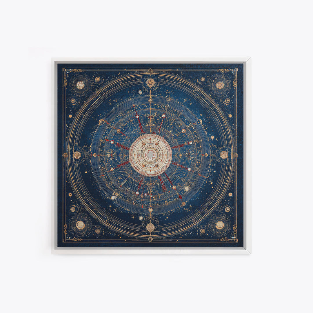 Glowing Planet with Rings and Tiny Moons Canvas Print, Celestial Art, Colorful Wall Art, Living Room Decor, Oil Painting, CEL-1x1-30