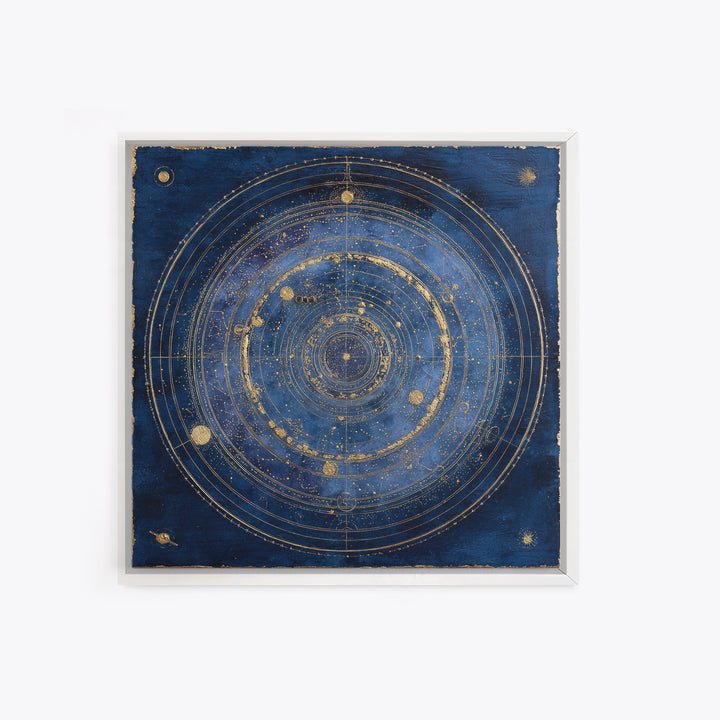 Gold Constellation Map on Deep Navy Texture Framed Canvas Print, Celestial Art, Celestial, Living Room Decor, Celestial, CEL-1x1-56
