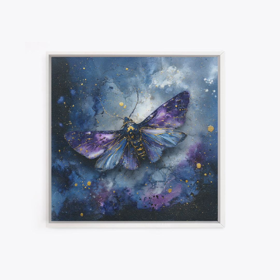 Celestial Moth with Moon Markings Framed Canvas Print, Celestial Art, Downloadable Prints, Living Room Decor, Abstract Art, CEL-1x1-66