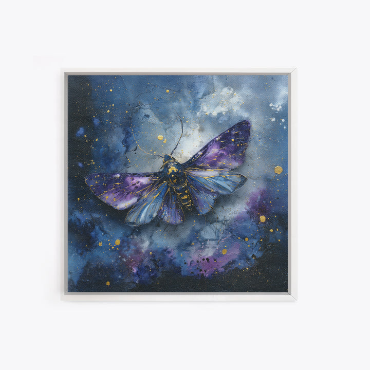 Celestial Moth with Moon Markings Framed Canvas Print, Celestial Art, Downloadable Prints, Living Room Decor, Abstract Art, CEL-1x1-66