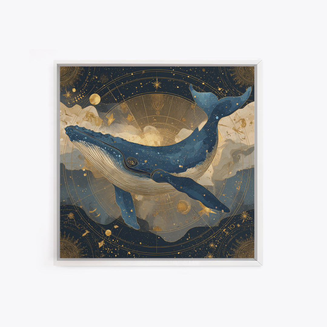 Cosmic Whale Swimming Through a Star Field Canvas Print, Celestial Art, Modern Decor, Living Room Decor, Fine Art, Celestial, CEL-1x1-77