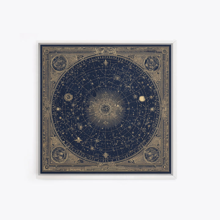 Gold Constellation Map on Deep Navy Texture Framed Canvas Print, Celestial Art, Printable Art, Living Room Decor, Celestial, CEL-1x1-8