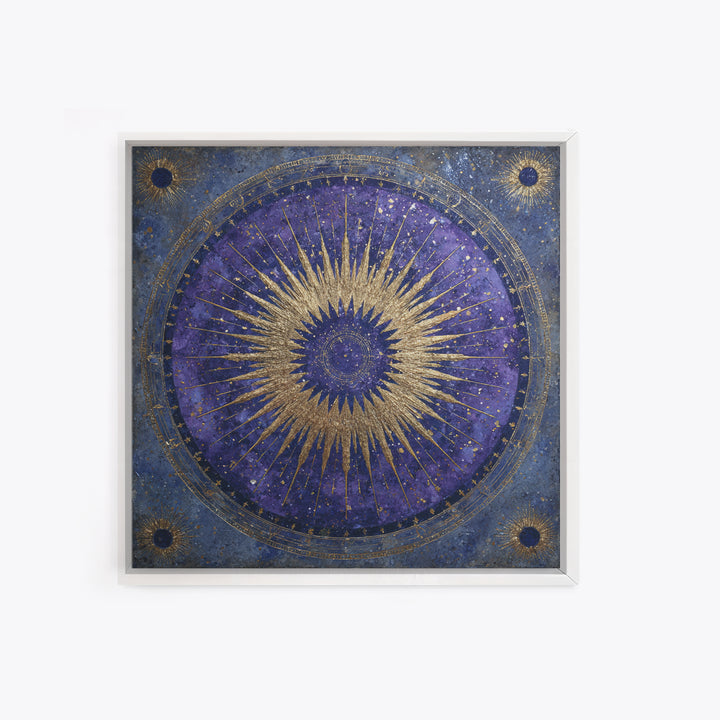 Sunburst Medallion with Ornate Rays Canvas Print, Celestial Art, Fantasy Art, Living Room Decor, Fine Art, Celestial, CEL-1x1-85