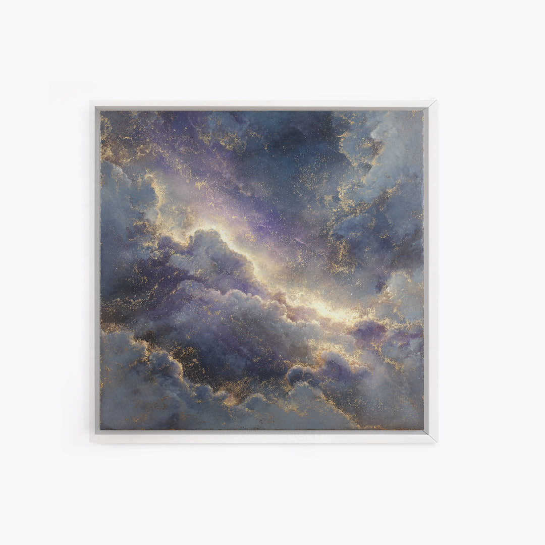 Galaxy Swirl with Jewel Tone Nebula Clouds Canvas Print, Celestial Art, Minimalist Art, Living Room Decor, Fine Art, Celestial, CEL-1x1-92