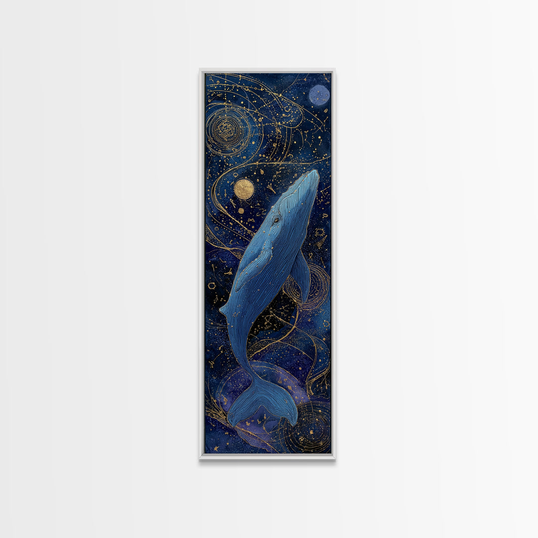 Cosmic Whale Swimming Through a Star Field Canvas Print, Celestial Art, Modern Decor, Living Room Decor, Fine Art, Celestial, CEL-1x3-17