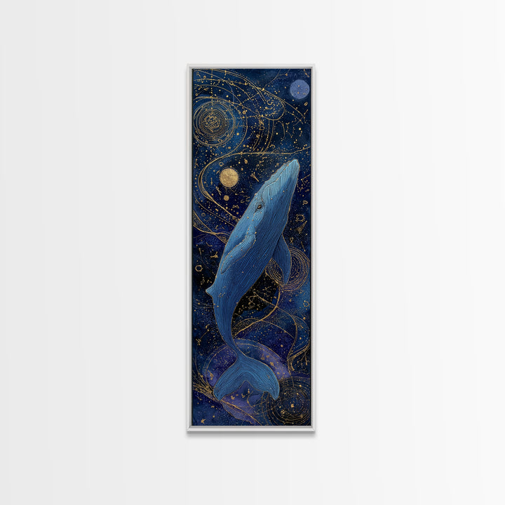 Cosmic Whale Swimming Through a Star Field Canvas Print, Celestial Art, Modern Decor, Living Room Decor, Fine Art, Celestial, CEL-1x3-17