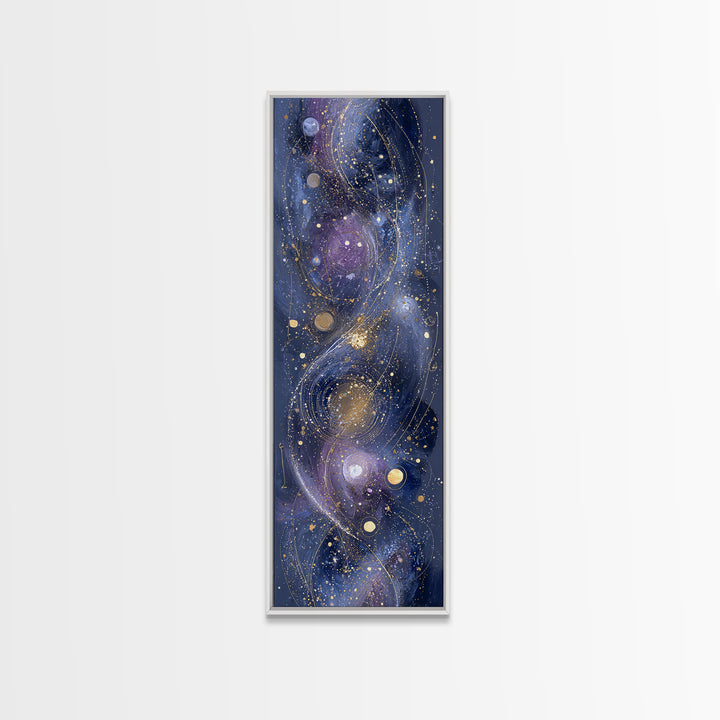 Galaxy Swirl with Jewel Tone Nebula Clouds Canvas Print, Celestial Art, Contemporary Art, Living Room Decor, Celestial, CEL-1x3-56