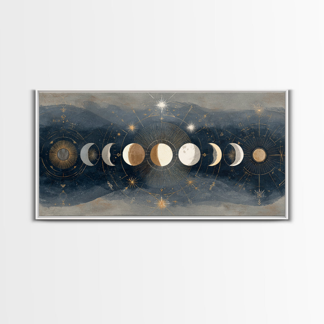 Twelve Small Moons Arranged as Elegant Pattern Canvas Print, Celestial Art, Fine Art Print, Living Room Decor, Celestial, CEL-2x1-20