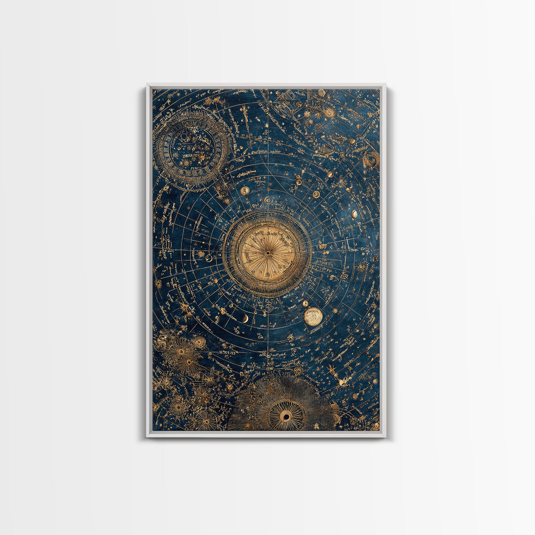 Blue Star Map Framed Canvas Print, Celestial Art, Wall Decor, Living Room Decor, Fine Art, Celestial, Contemporary Art, CEL-2x3-30