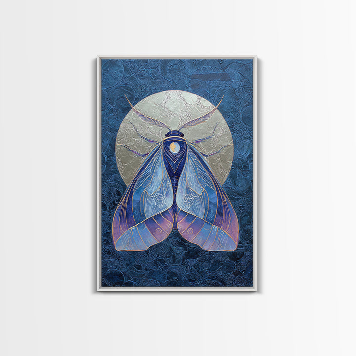 Celestial Moth with Moon Markings Canvas Print, Celestial Art, Boho Decor, Living Room Decor, Fine Art, Celestial, CEL-2x3-50