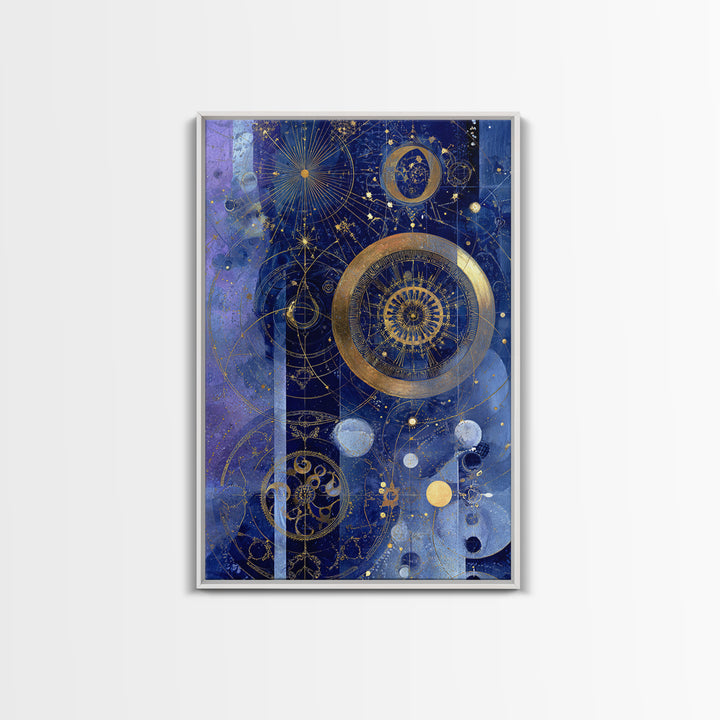 Blue Star Map Framed Canvas Print, Celestial Art, Minimalist Decor, Living Room Decor, Fine Art, Celestial, Boho Wall Art, CEL-2x3-78