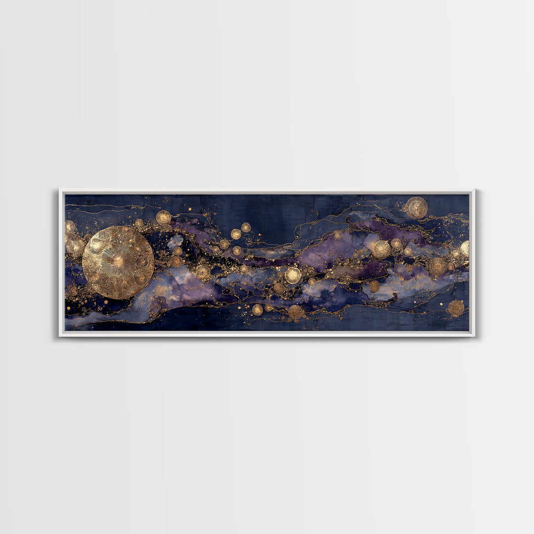 Gold Constellation Map on Deep Navy Texture Canvas Print, Celestial Art, Boho Art, Living Room Decor, Fine Art, Celestial, CEL-3x1-24