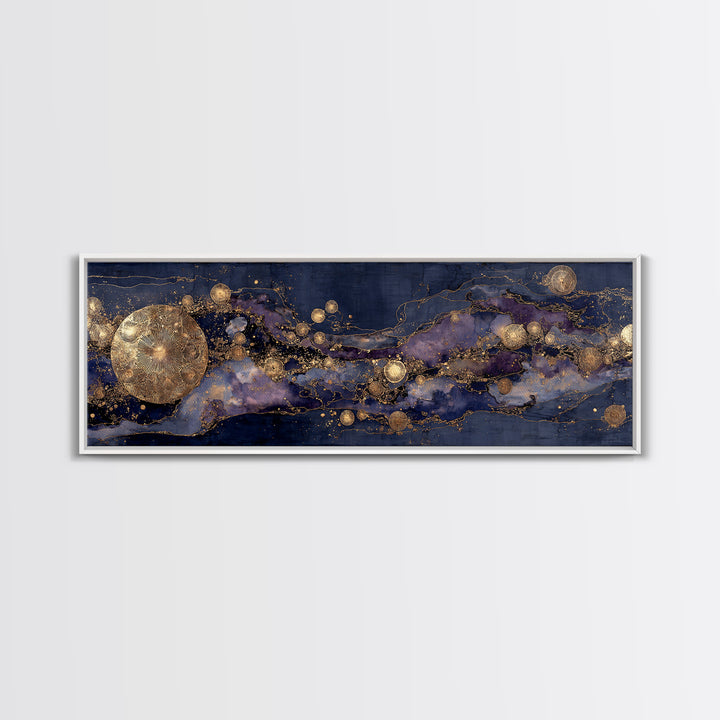 Gold Constellation Map on Deep Navy Texture Canvas Print, Celestial Art, Boho Art, Living Room Decor, Fine Art, Celestial, CEL-3x1-24