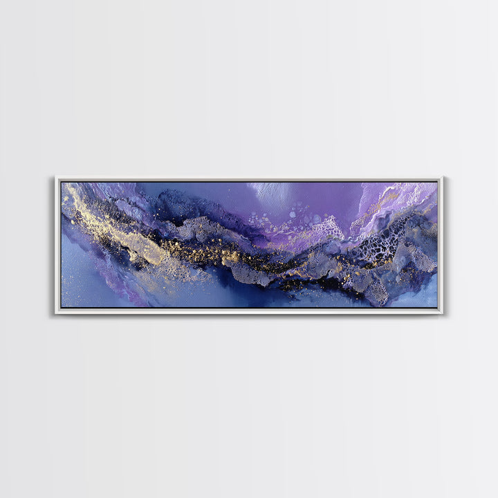 Dreamlike Comet Crossing a Violet Sky Framed Canvas Print, Celestial Art, Space Art, Living Room Decor, Oil Painting, Celestial, CEL-3x1-28