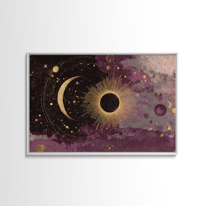 Eclipse Scene with Radiant Corona Framed Canvas Print, Celestial Art, Home Decor, Living Room Decor, Fine Art, Celestial, CEL-3x2-14