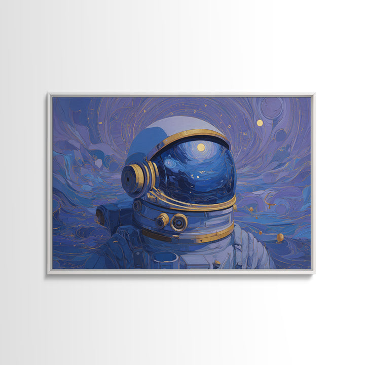 Astronaut Helmet Reflecting a Field of Stars Canvas Print, Celestial Art, Fine Art Print, Living Room Decor, Celestial, CEL-3x2-91