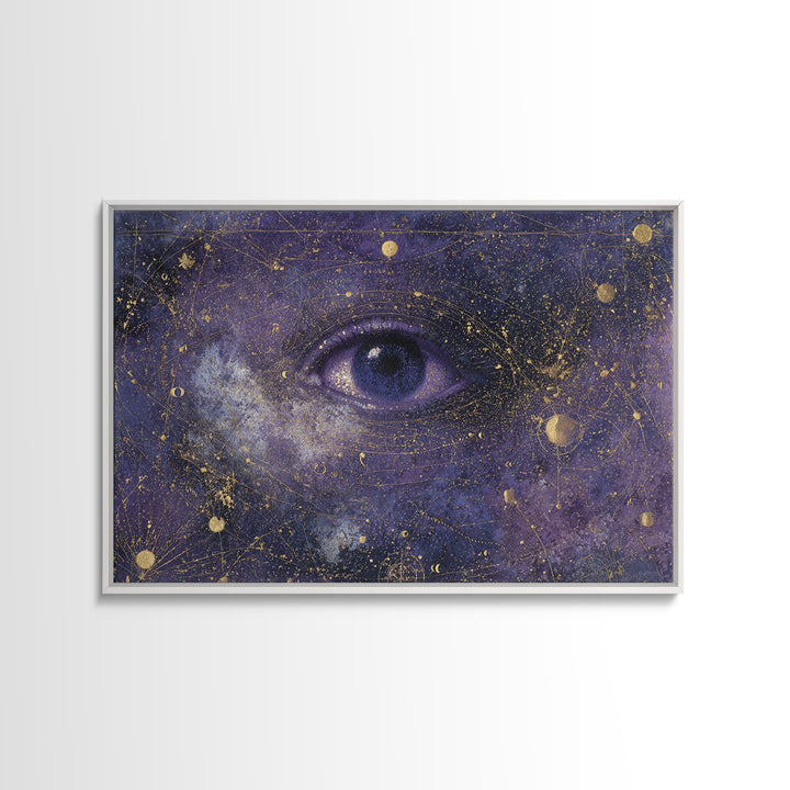 Mystic Eye Surrounded by Moons and Constellations Canvas Print, Celestial Art, Minimalist Art, Living Room Decor, Celestial, CEL-3x2-92