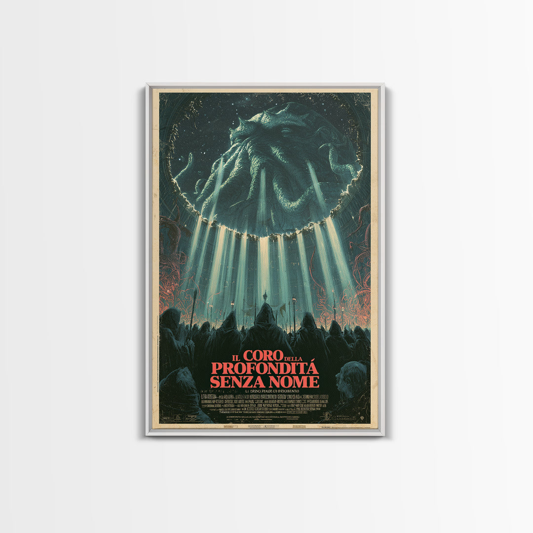The Choir Of The Nameless Deep, Italian Language Horror Movie Poster, 1970s Horror Art, Eldritch Cinema Wall Art, Framed Canvas Print