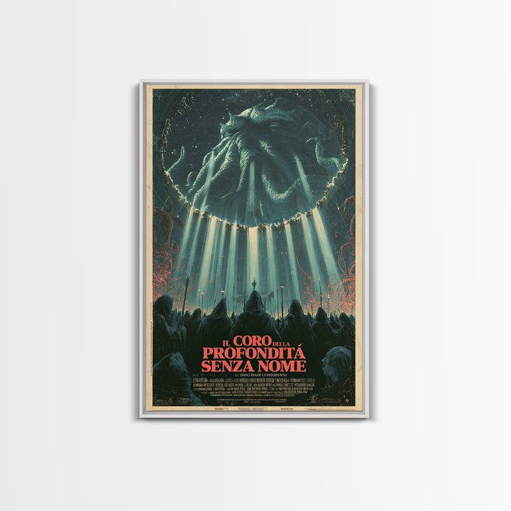 The Choir Of The Nameless Deep, Italian Language Horror Movie Poster, 1970s Horror Art, Eldritch Cinema Wall Art, Framed Canvas Print