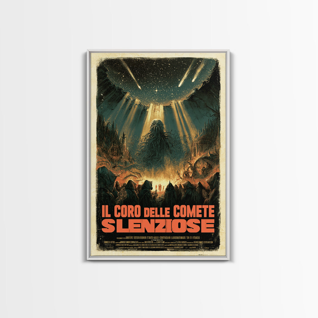 The Choir Of Silent Comets, Italian Language Horror Movie Poster, 1970s Horror Art, Lovecraftian Horror Poster, Framed Canvas Print