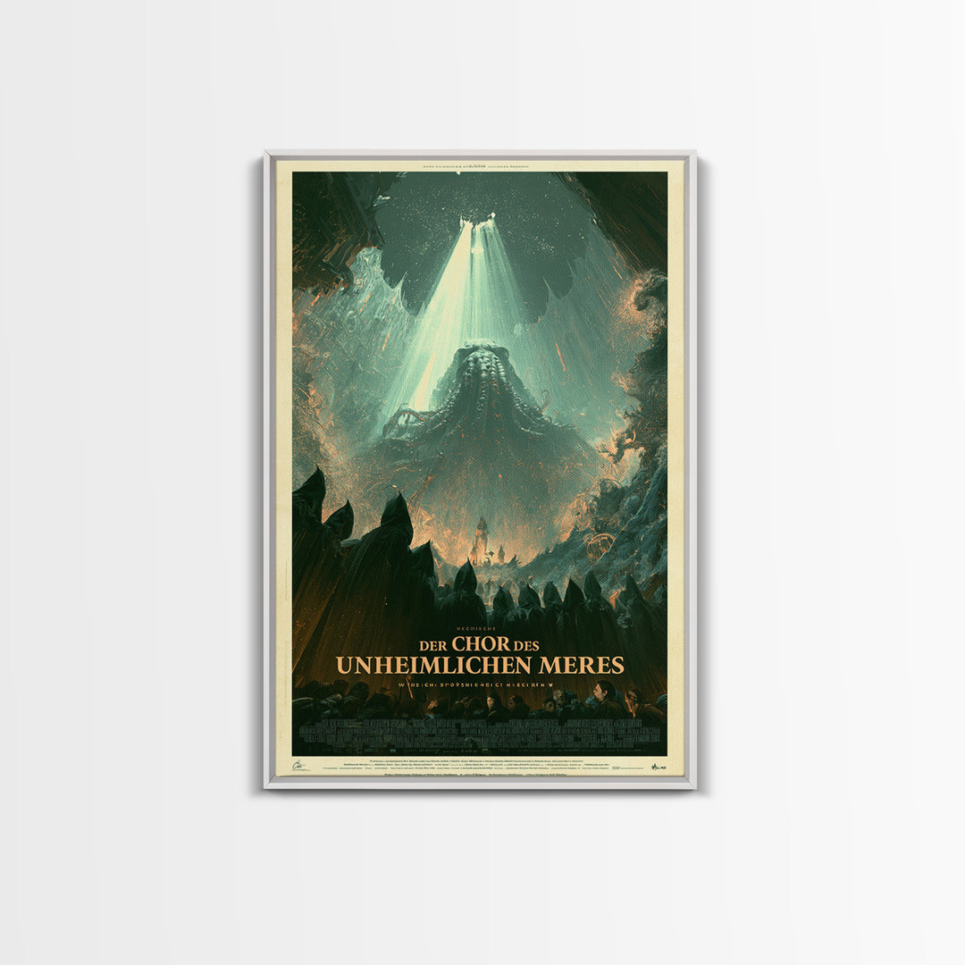 The Choir Of The Eldritch Sea, German Language Horror Movie Poster, 1960s Horror Art, Eldritch Cinema Wall Art, Framed Canvas Print