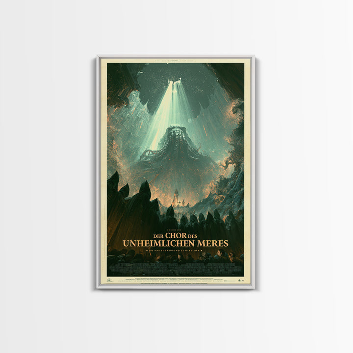 The Choir Of The Eldritch Sea, German Language Horror Movie Poster, 1960s Horror Art, Eldritch Cinema Wall Art, Framed Canvas Print