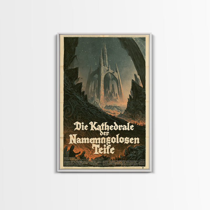 The Cathedral Of The Nameless Deep, German Language Horror Movie Poster, 1960s Horror Art, Eldritch Cinema Wall Art, Framed Canvas Print