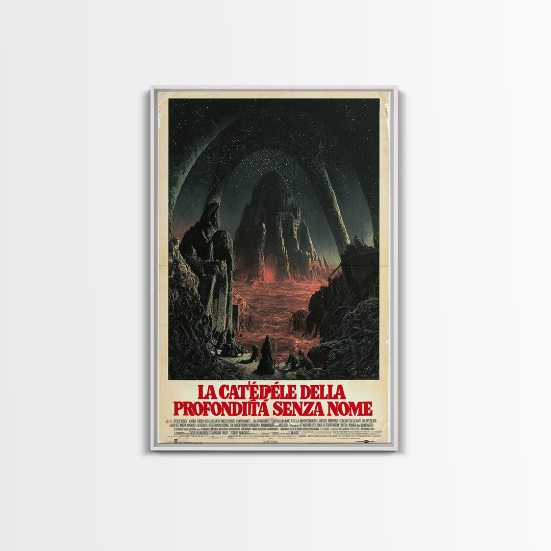 The Cathedral Of The Nameless Deep, Italian Language Horror Movie Poster, 1970s Horror Art, Cult Horror Poster, Framed Canvas Print