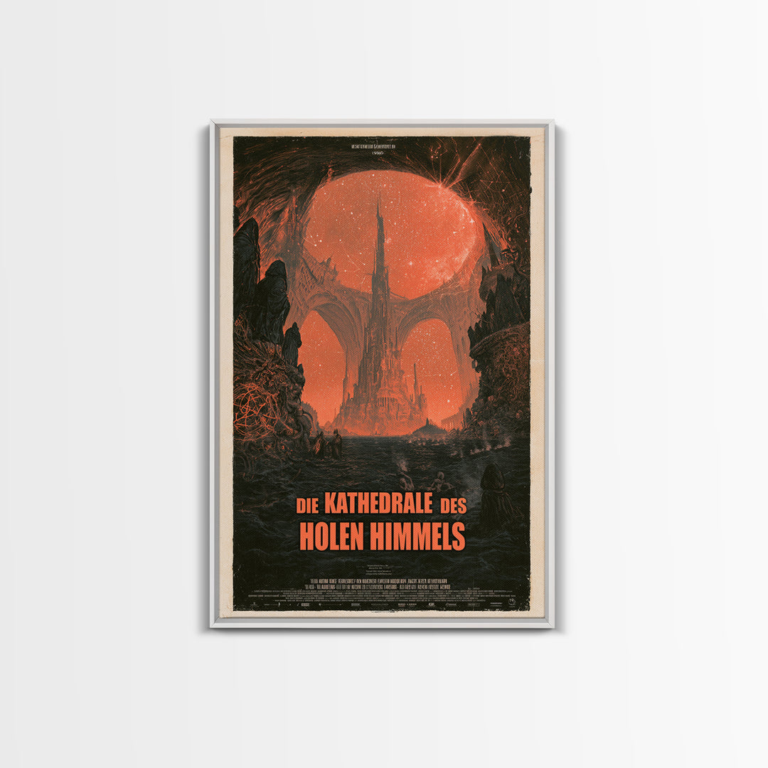 The Cathedral Of The Hollow Sky, German Language Horror Movie Poster, 1960s Horror Art, Eldritch Cinema Wall Art, Framed Canvas Print