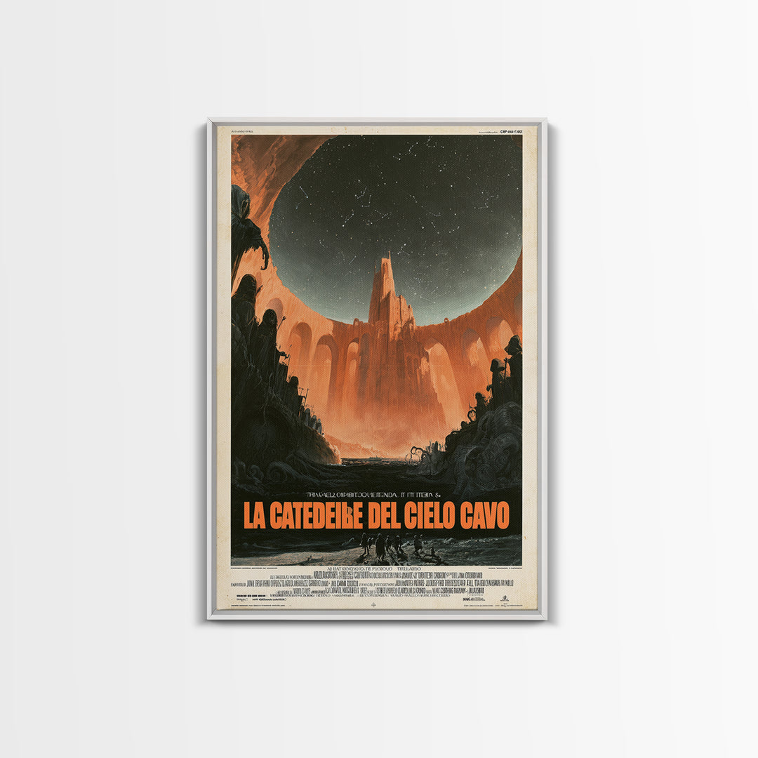 The Cathedral Of The Hollow Sky, Italian Language Horror Movie Poster, 1970s Horror Art, Eldritch Cinema Wall Art, Framed Canvas Print