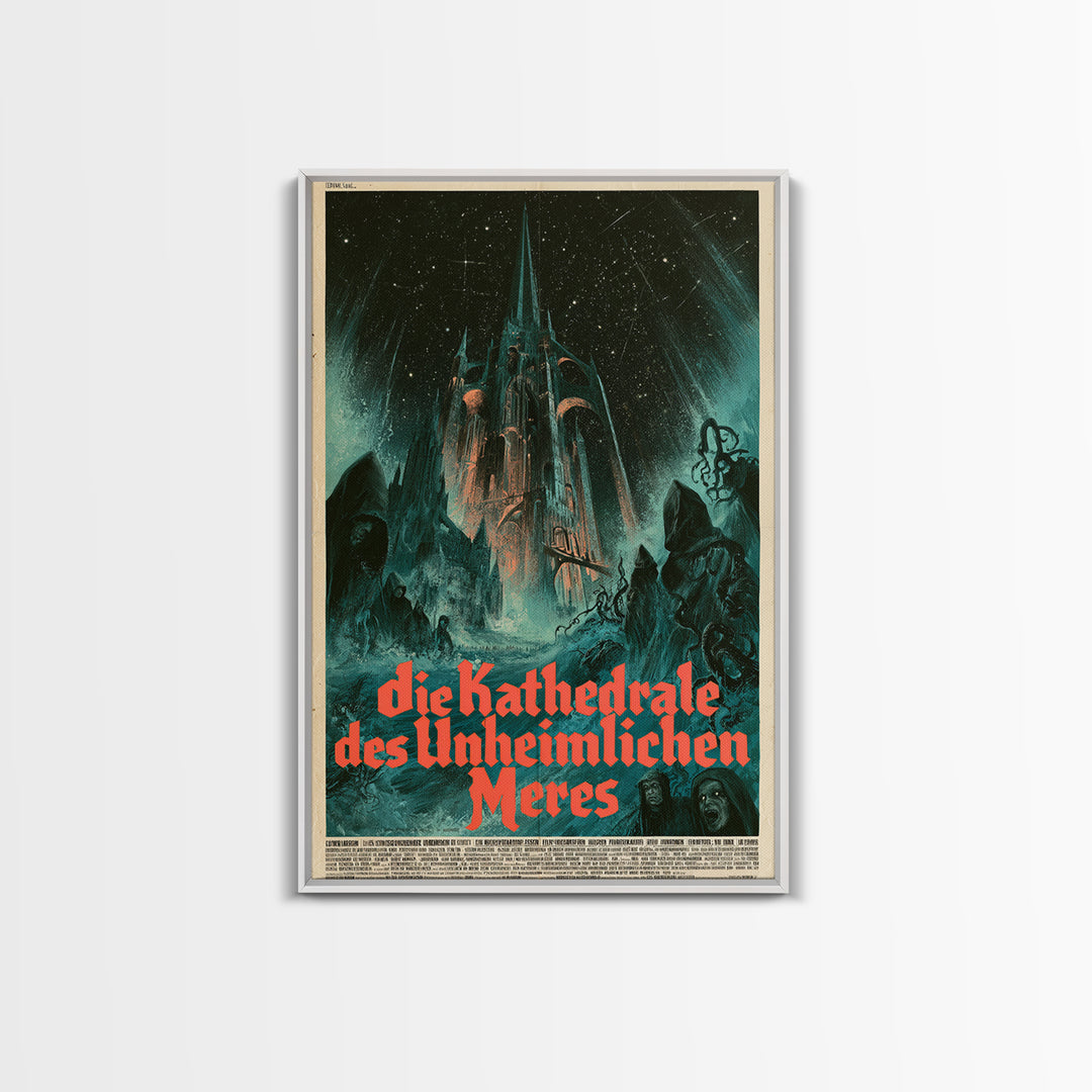 The Cathedral Of The Eldritch Sea, German Language Horror Movie Poster, 1960s Horror Art, Retro Horror Movie Art, Canvas Print