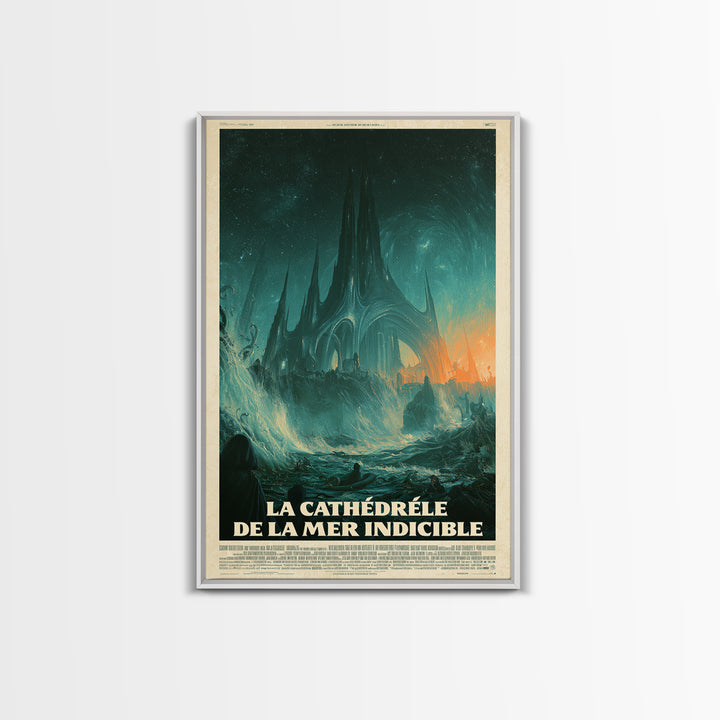 The Cathedral Of The Eldritch Sea, French Language Horror Movie Poster, 1960s Horror Art, Gothic Cinema Wall Art, Framed Canvas Print