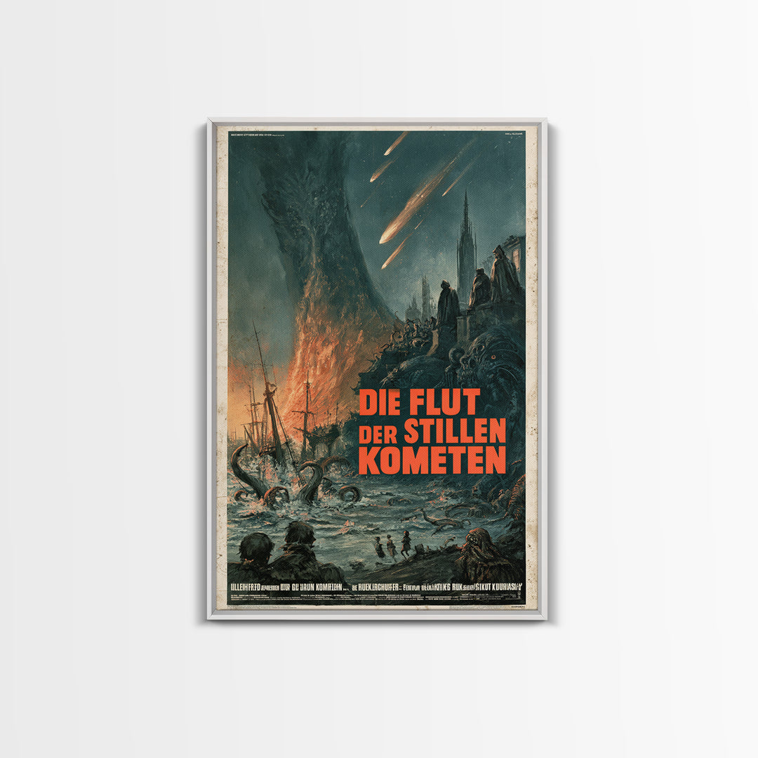 The Tide Of Silent Comets, German Language Horror Movie Poster, 1960s Horror Art, Lovecraftian Horror Poster, Framed Canvas Print
