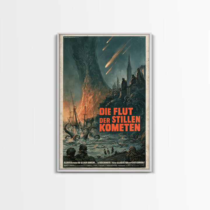 The Tide Of Silent Comets, German Language Horror Movie Poster, 1960s Horror Art, Lovecraftian Horror Poster, Framed Canvas Print