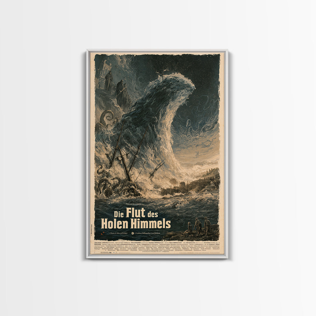 The Tide Of The Hollow Sky, German Language Horror Movie Poster, 1960s Horror Art, Gothic Cinema Wall Art, Framed Canvas Print