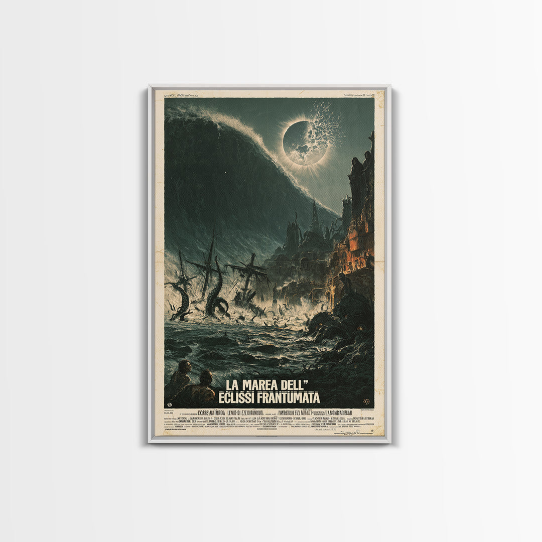 The Tide Of The Shattered Eclipse, Italian Language Horror Movie Poster, 1970s Horror Art, Cult Horror Poster, Framed Canvas Print