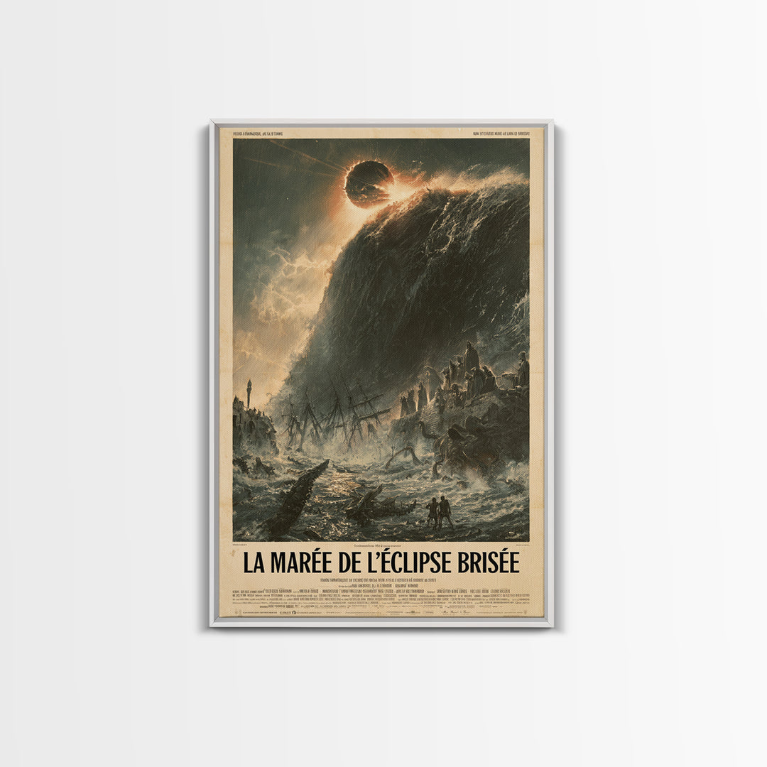 The Tide Of The Shattered Eclipse, French Language Horror Movie Poster, 1960s Horror Art, Cult Horror Poster, Framed Canvas Print
