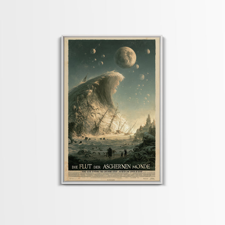 The Tide Of Ashen Moons, German Language Horror Movie Poster, 1960s Horror Art, Lovecraftian Horror Poster, Framed Canvas Print