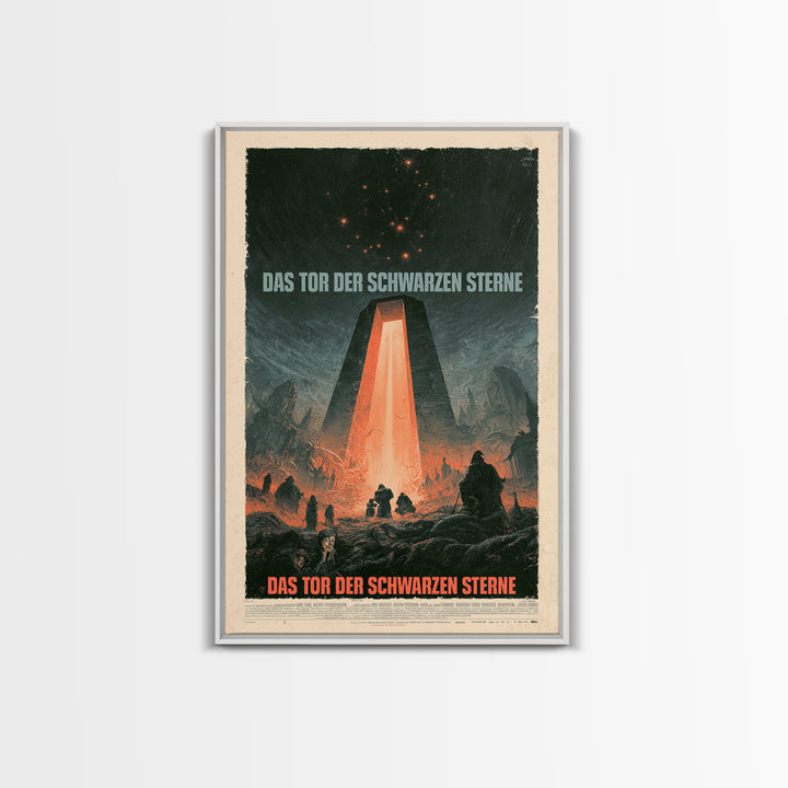 The Gate Of Black Stars, German Language Horror Movie Poster, 1960s Horror Art, Gothic Cinema Wall Art, Framed Canvas Print